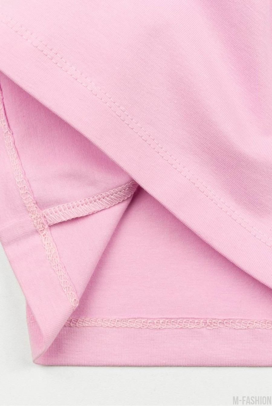 Розовая котоновая футболка с короткими рукавами- Фото 6