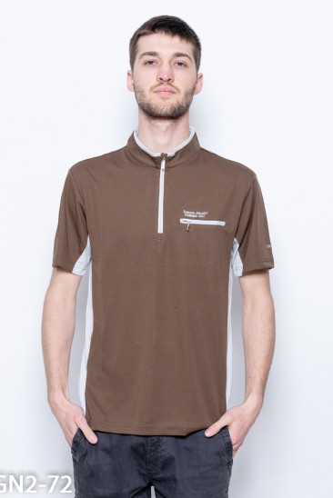 Спортивная коричневая футболка на молнии