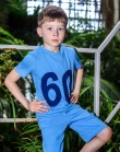 Футболка котоновая детская голубого цвета с темно-синими цифрами
