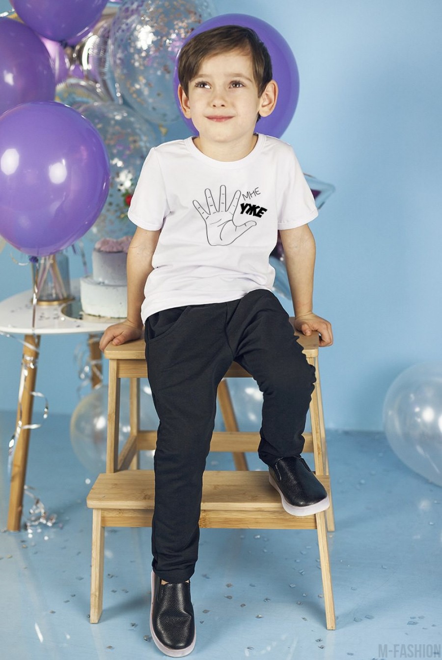 Хлопковая футболка с возможностью индивидуальной печати принта (1-5) из пальцев- Фото 2