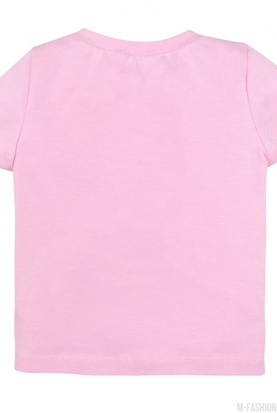 Розовая трикотажная футболка с возможностью индивидуальной печати цифры (1-5) и имени на принте- Фото 3
