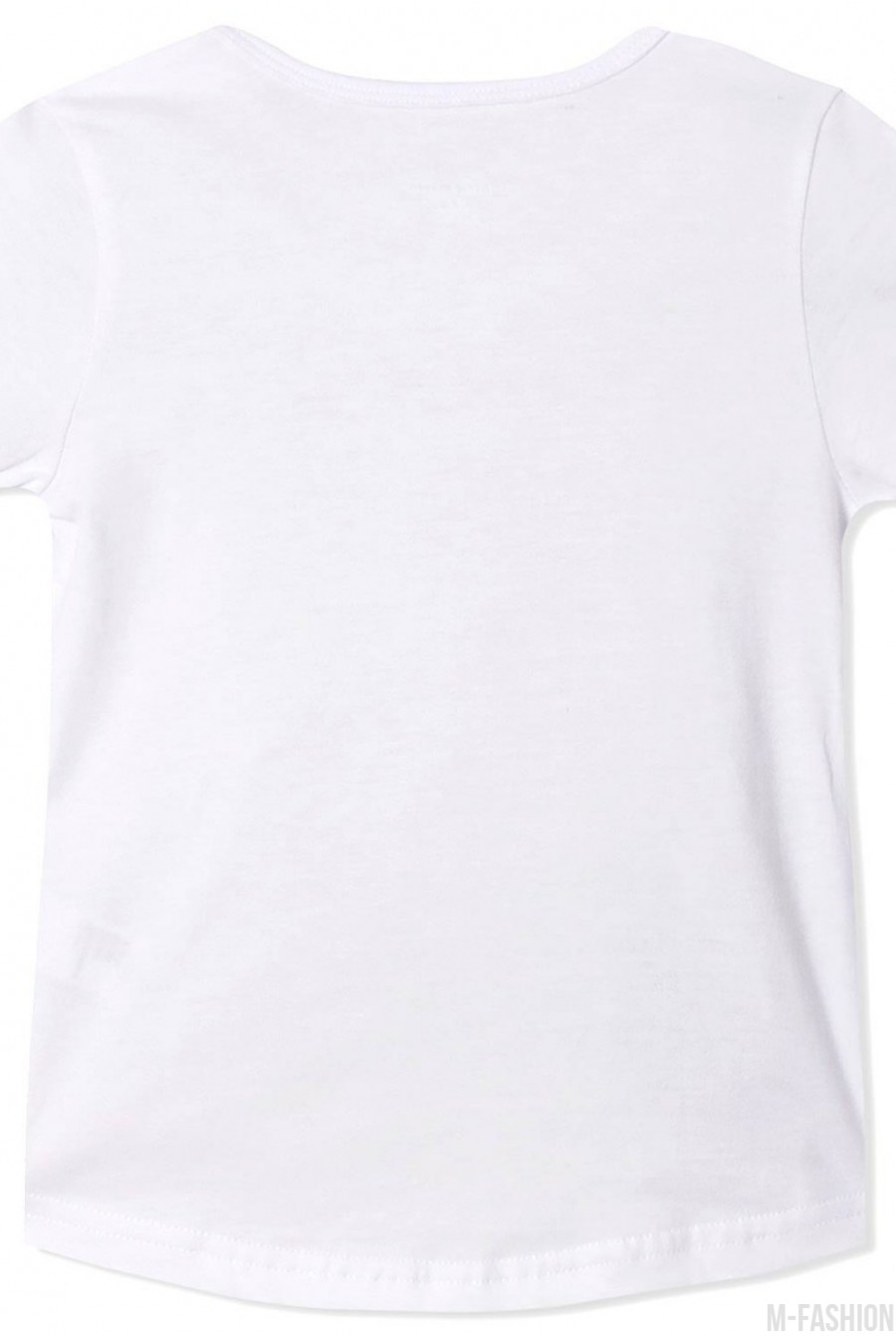 Белая котоновая футболка с ярким принтом- Фото 3
