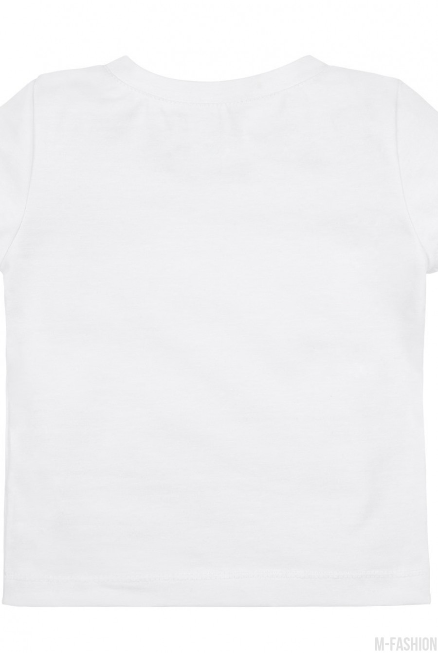 Белая трикотажная футболка с возможностью индивидуальной печати цифры (1-7) на принте- Фото 2