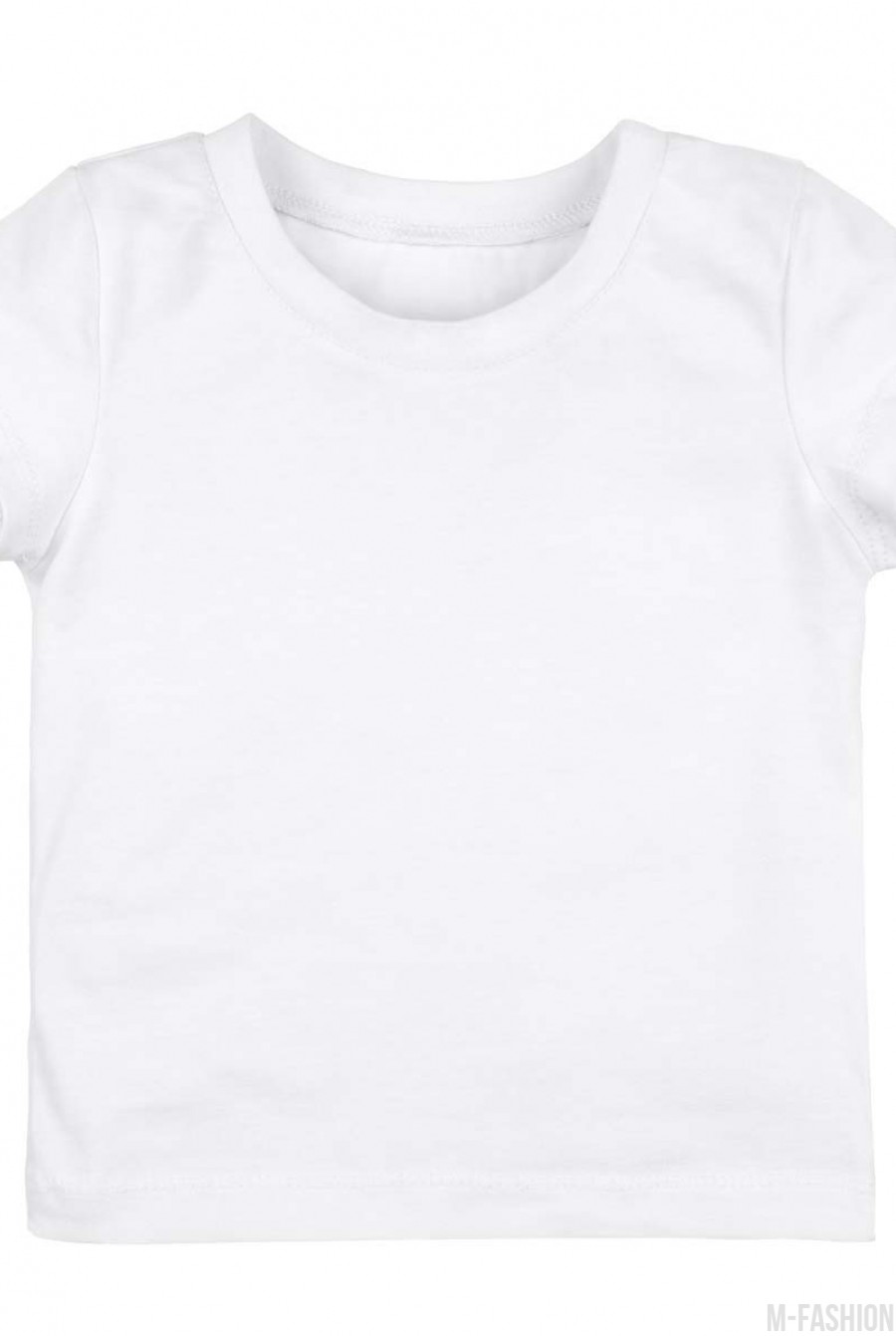 Котоновая белая футболка с короткими рукавами - Фото 1