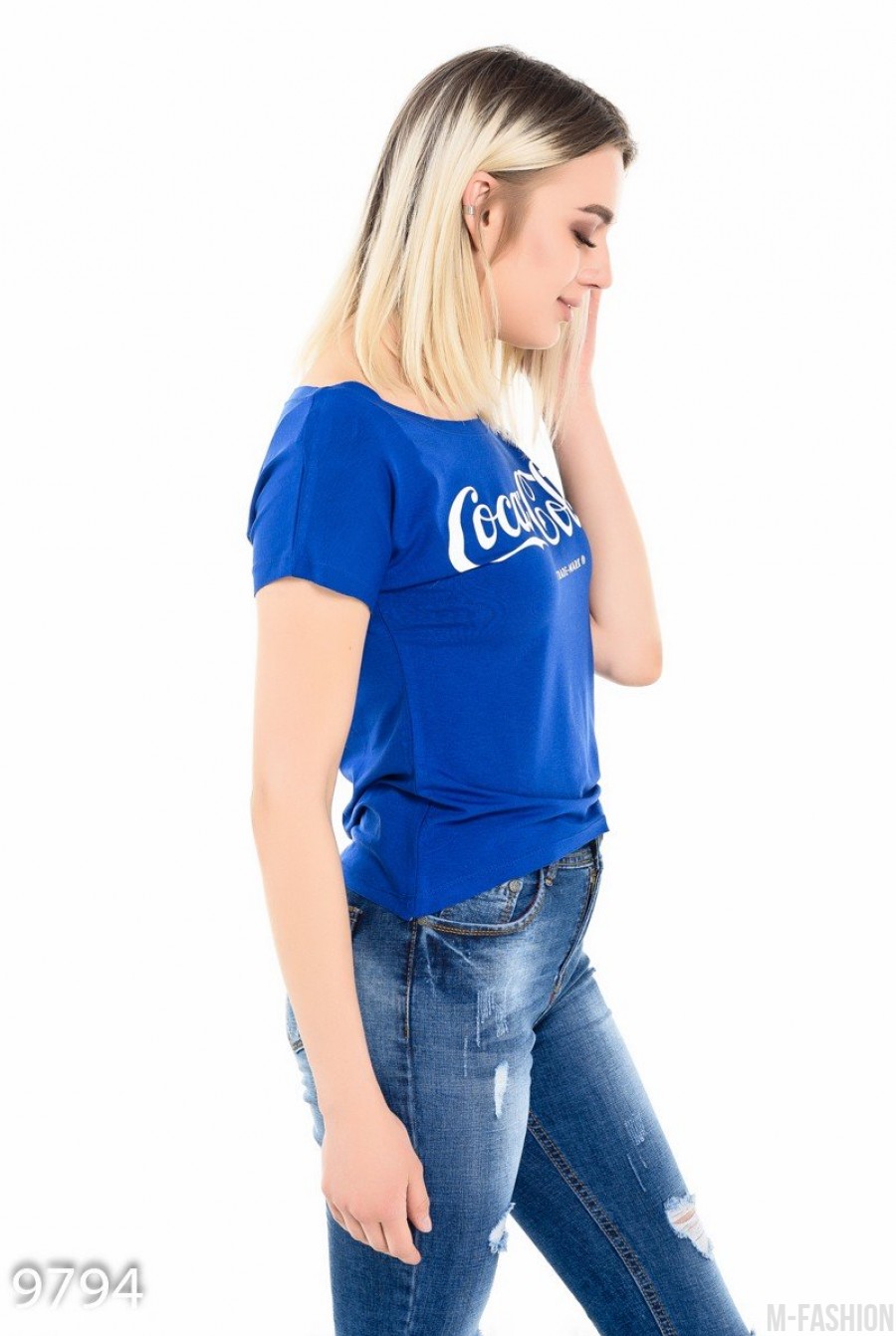 Ярко-синяя футболка с надписью Coca-Cola- Фото 2
