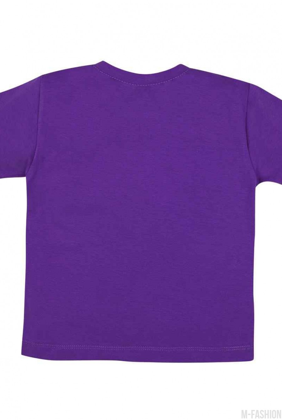 Фиолетовая трикотажная футболка с принтом- Фото 4
