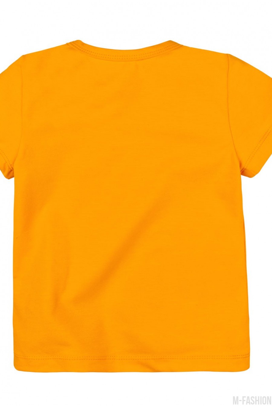 Оранжевая трикотажная футболка с принтом- Фото 2