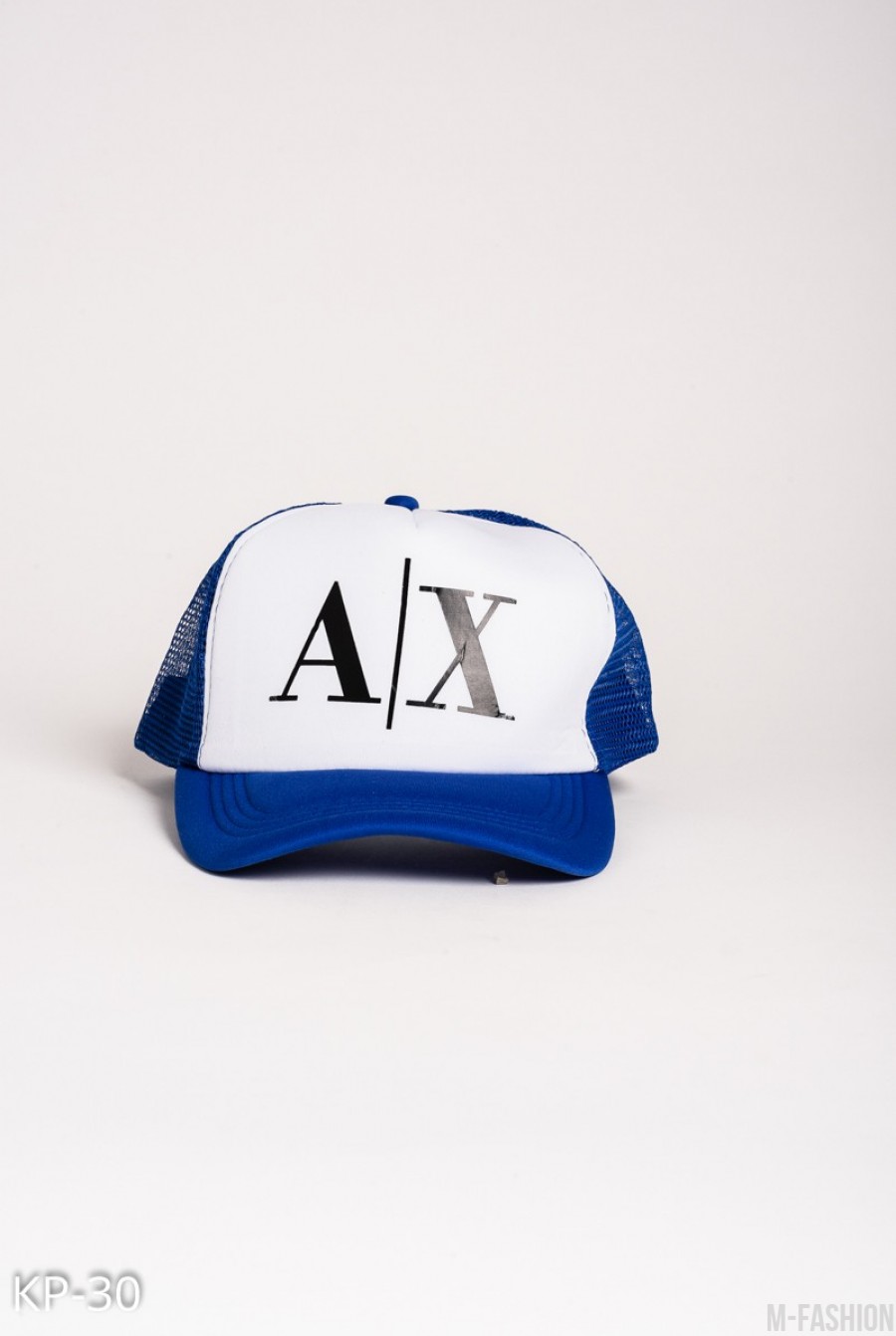 Ярко-синяя кепка с принтом A|X - Фото 1