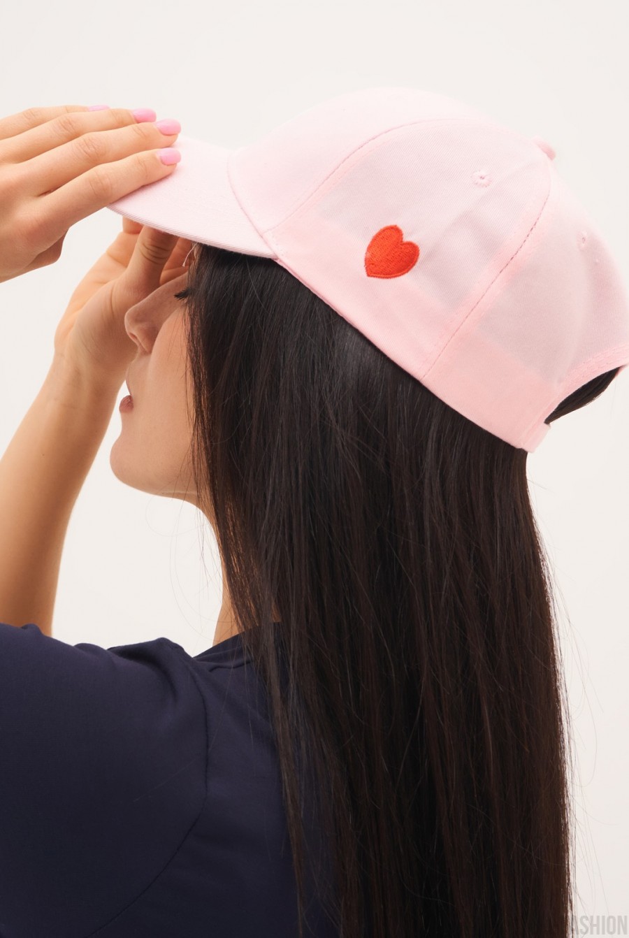 Розовая коттоновая кепка с вышитым декором- Фото 2
