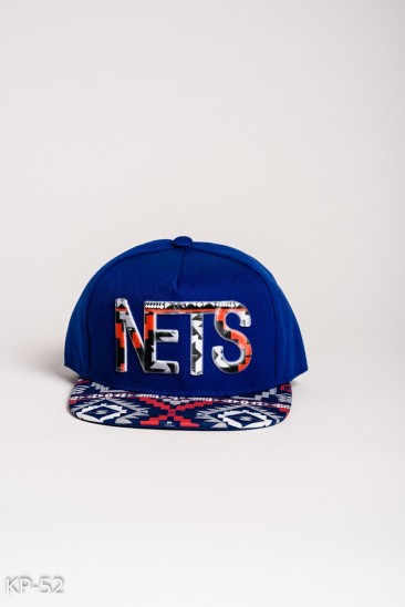 Ярко-синяя кепка NETS с орнаментом