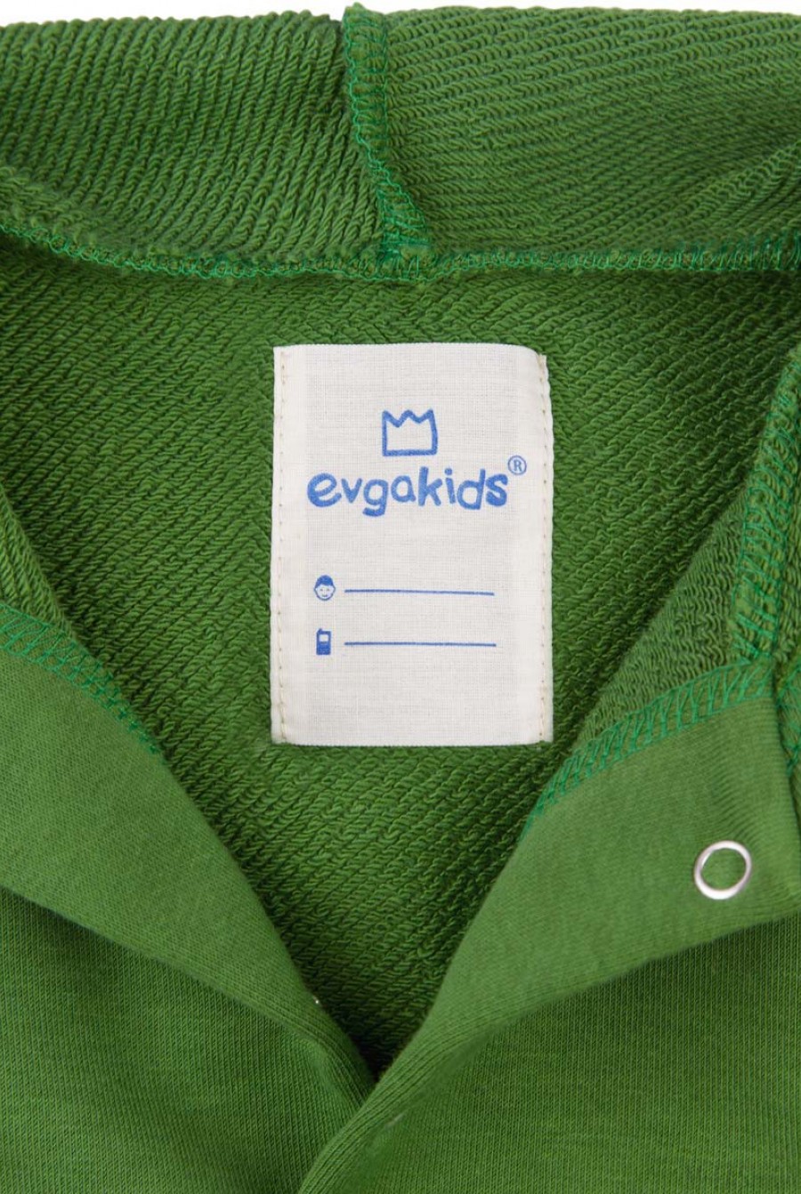 Зеленый кардиган из футера с капюшоном и пуговицами- Фото 4