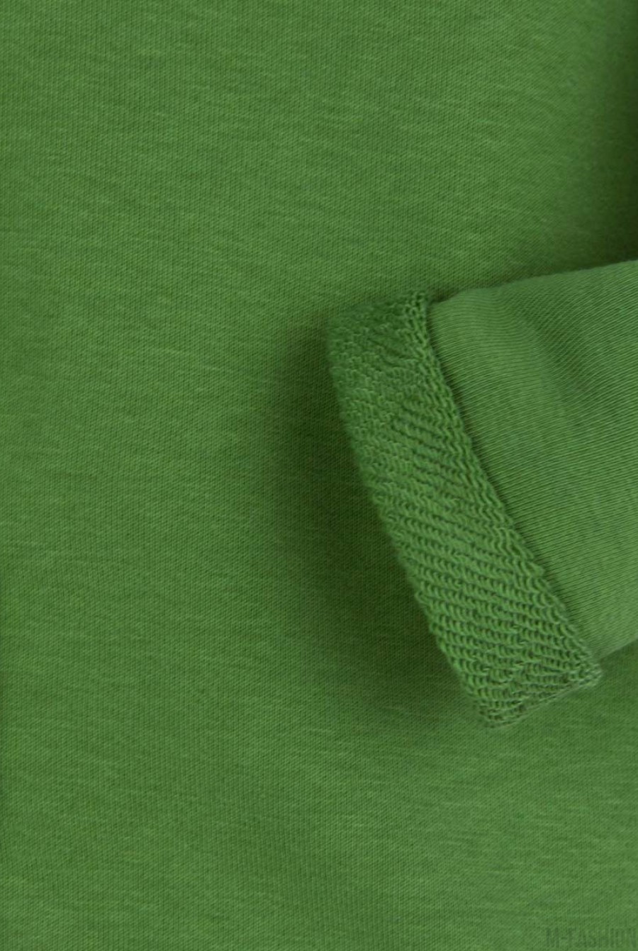 Зеленый кардиган из футера с капюшоном и пуговицами- Фото 5