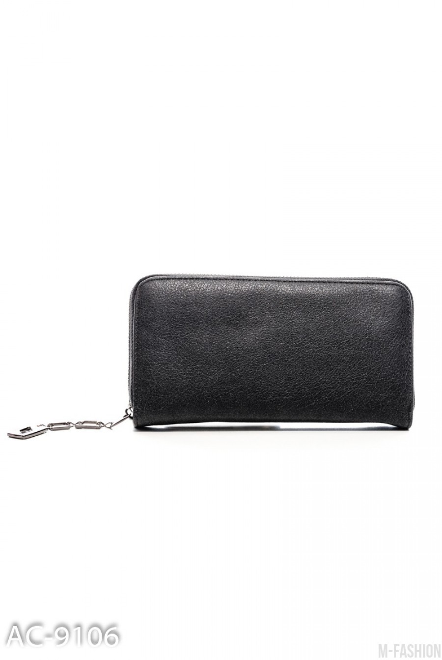 Черный мягкий кошелечек с серебристой подвеской- Фото 2