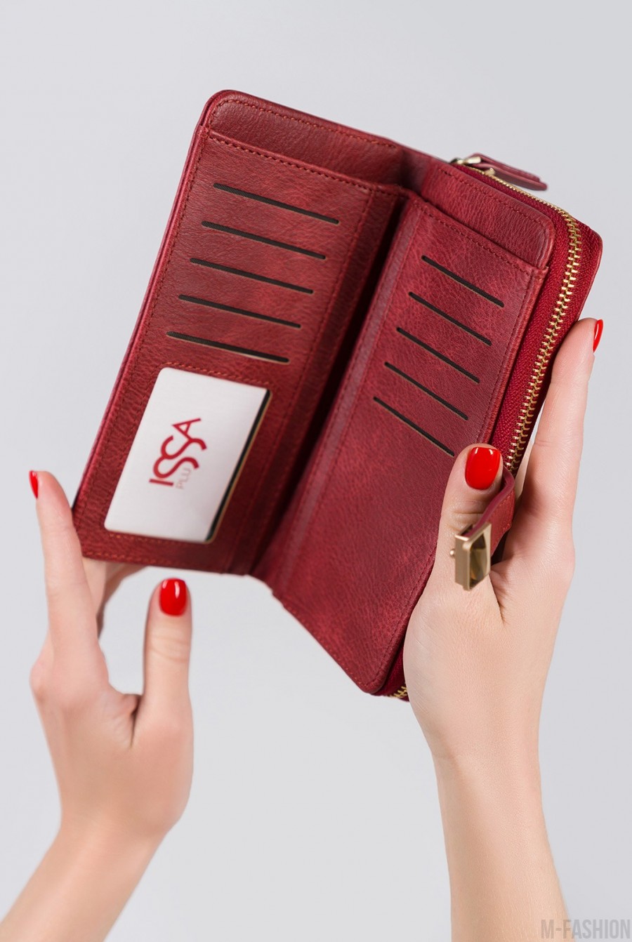 Красный кошелек-клатч из винтажной эко-кожи- Фото 3