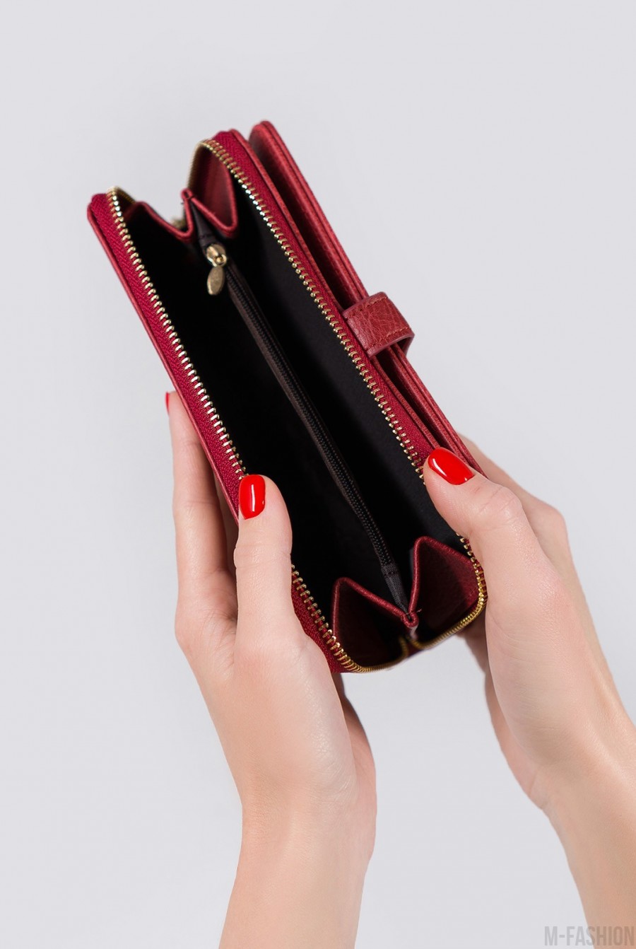 Красный кошелек-клатч из винтажной эко-кожи- Фото 2
