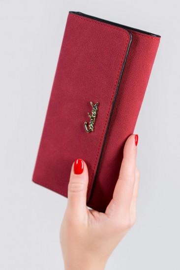 Красный кошелек из фактурной эко-кожи