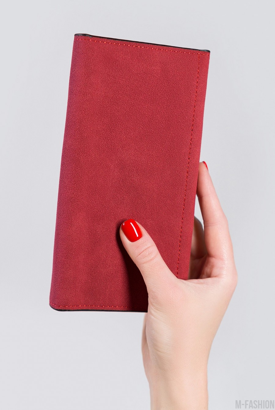 Красный кошелек из фактурной эко-кожи- Фото 3