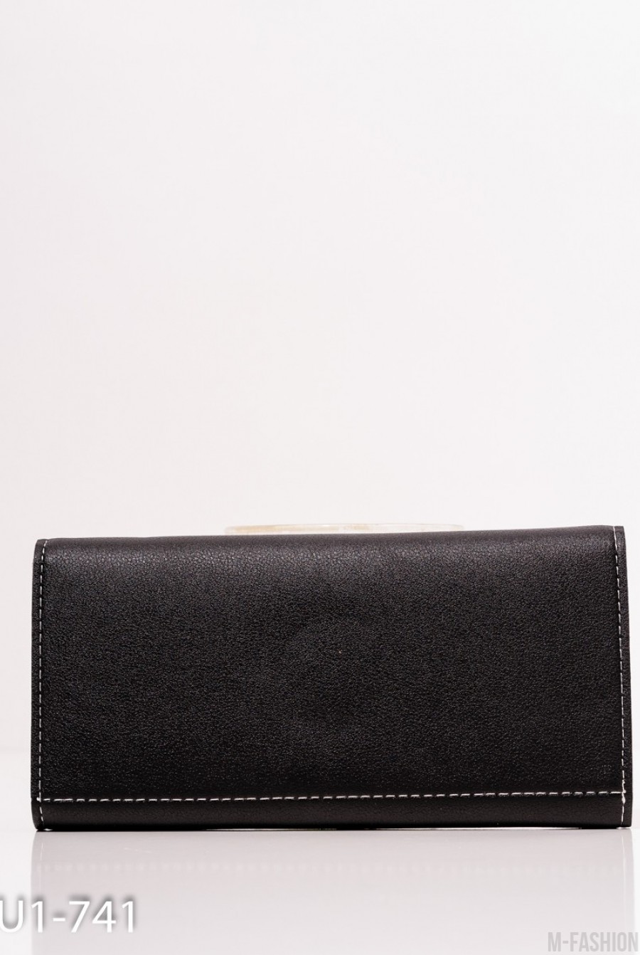 Черный раскладной кошелек из эко-кожи- Фото 2