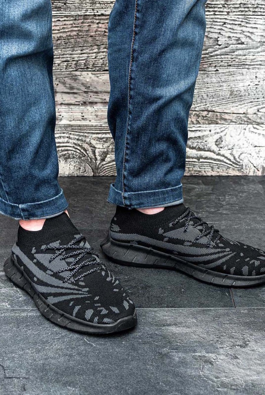 Черные текстильные кроссовки со шнурками- Фото 2
