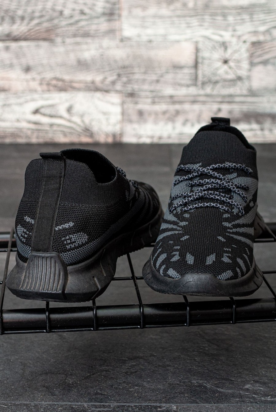 Черные текстильные кроссовки со шнурками- Фото 3