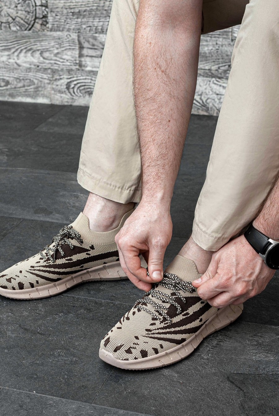 Бежевые текстильные кроссовки со шнурками- Фото 2