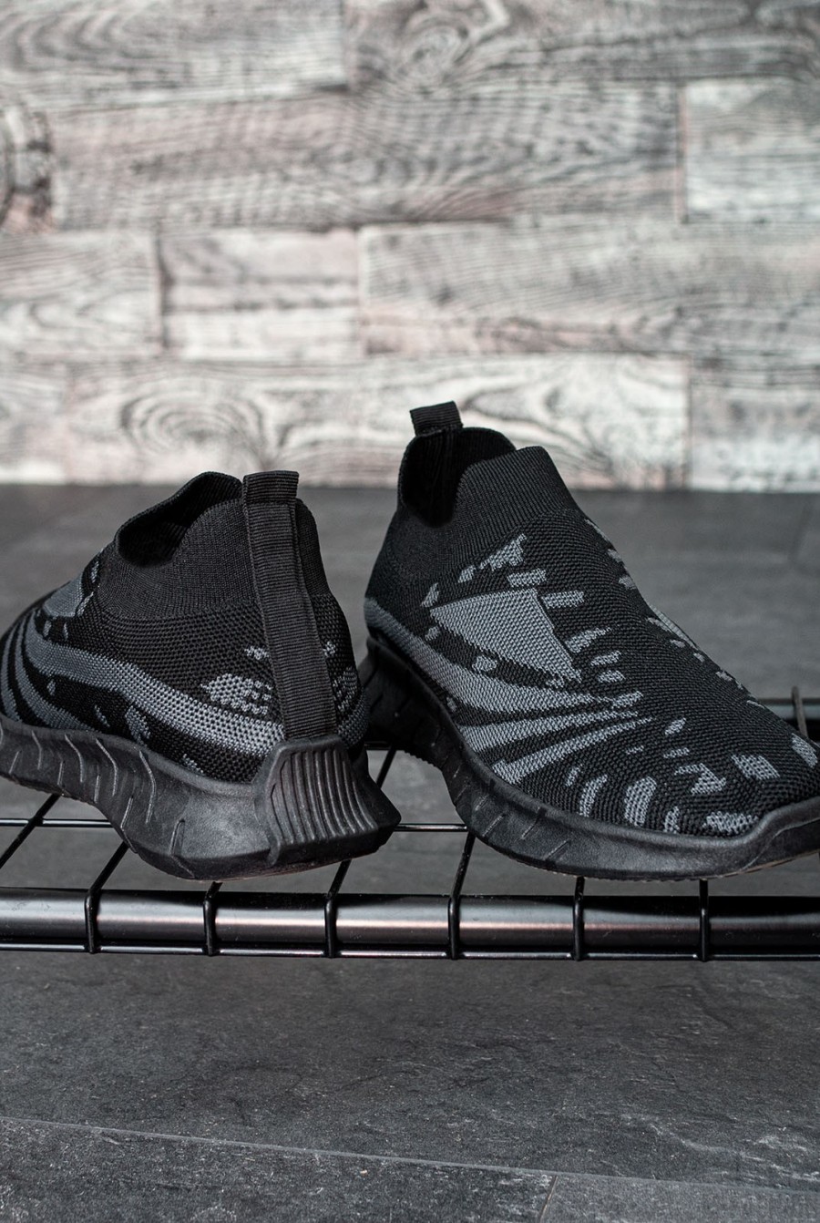Черные текстильные кроссовки без шнурков- Фото 3