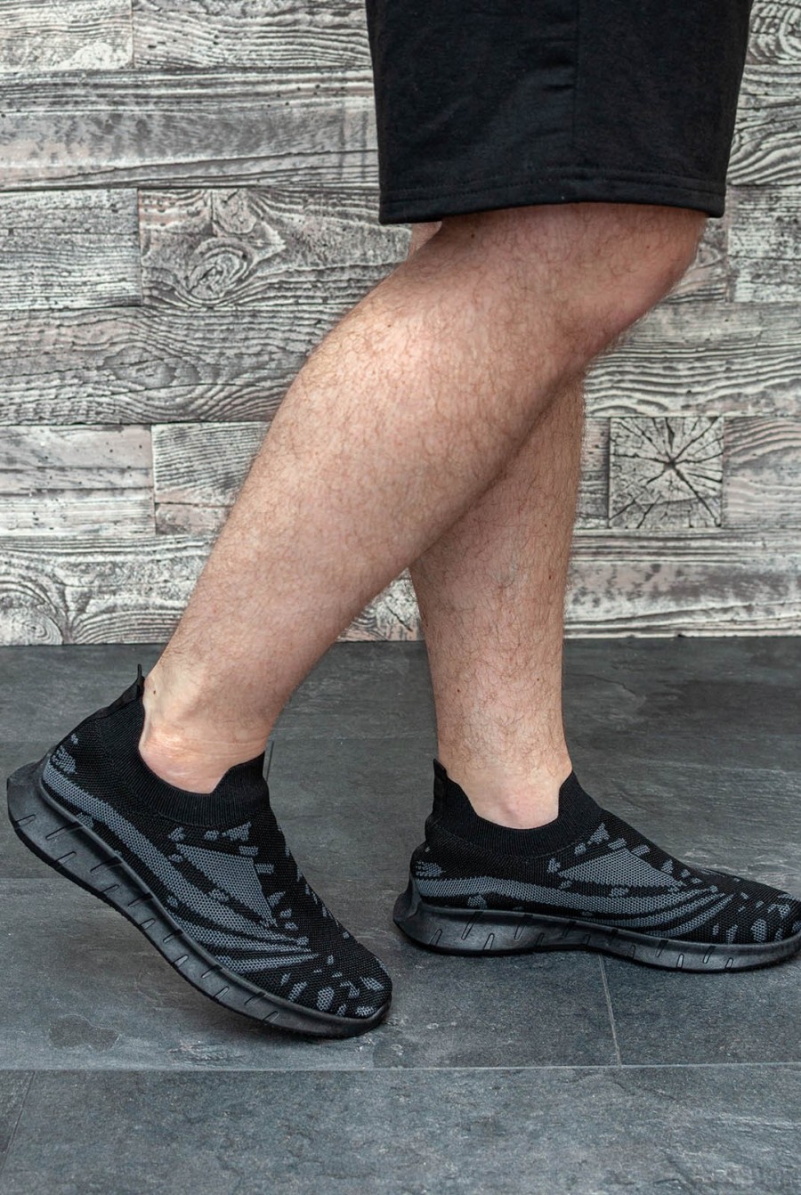 Черные текстильные кроссовки без шнурков- Фото 2