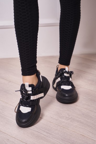 Черные текстильные кроссовки на платформе