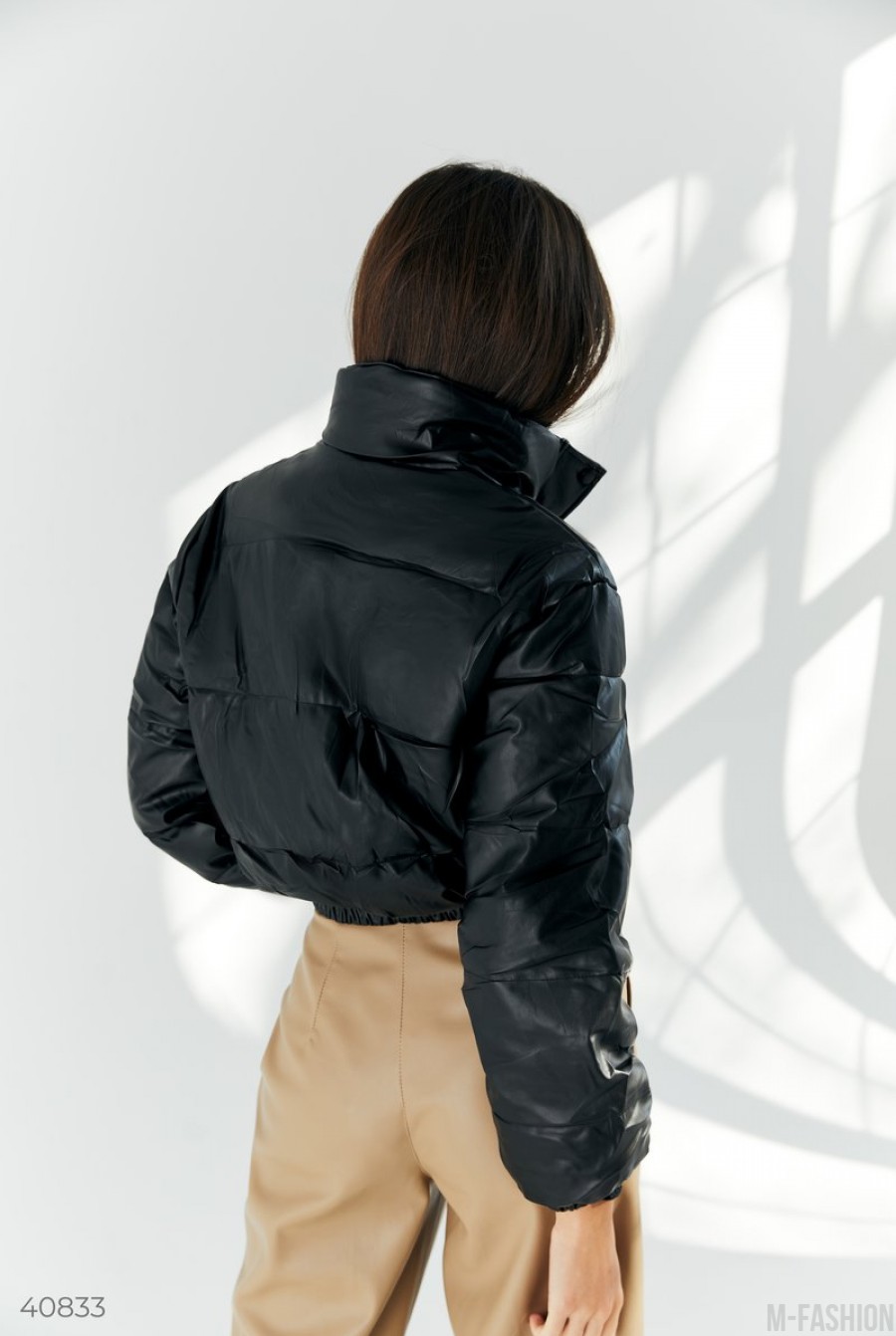 Черная куртка из эко-кожи- Фото 6