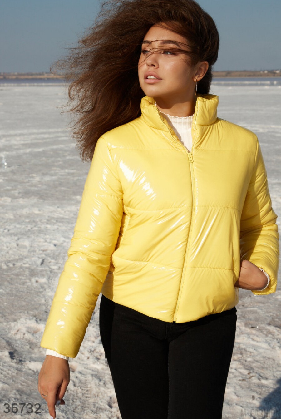 Укороченная желтая куртка- Фото 2