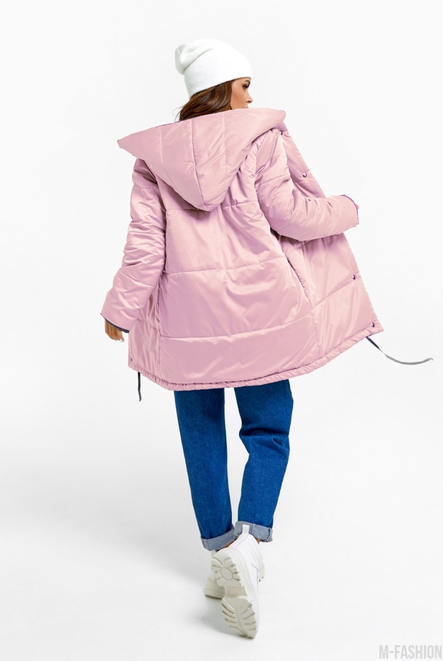 Фиолетово-розовая двусторонняя куртка с капюшоном- Фото 3