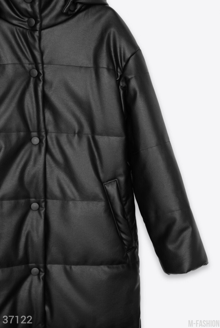 Утепленная куртка из черной кожи- Фото 10