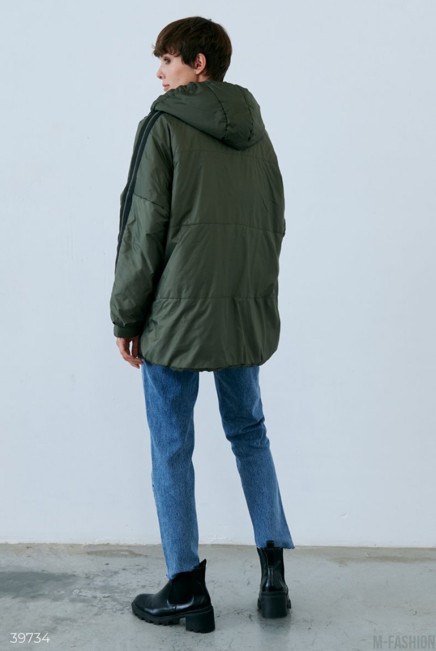 Куртка с лампасами цвета хаки- Фото 9