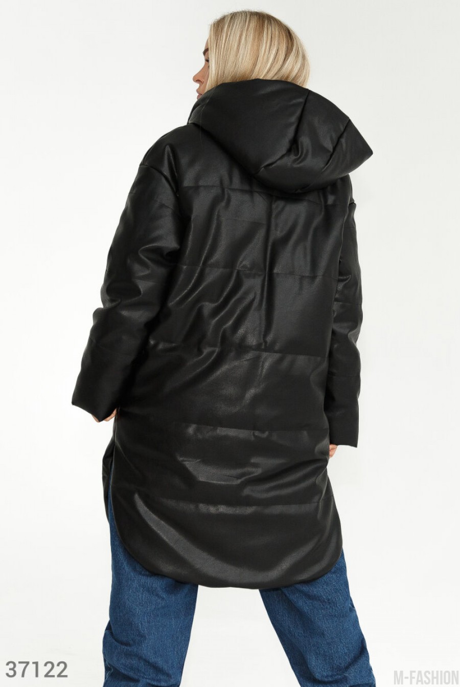Утепленная куртка из черной кожи- Фото 8
