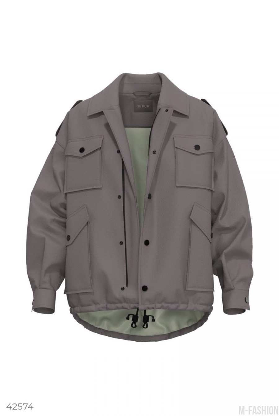 Куртка-бомбер с накладными карманами- Фото 9