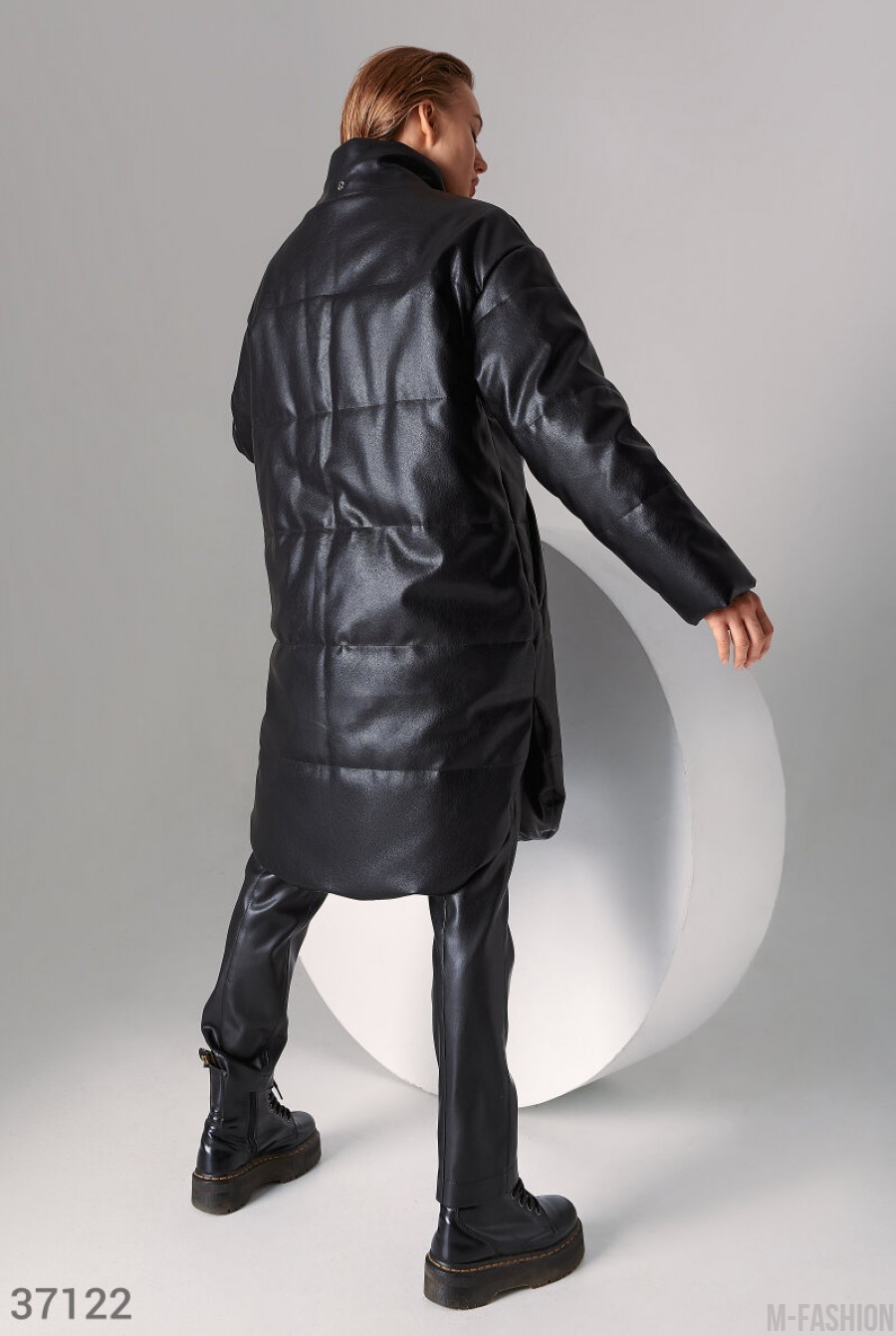 Утепленная куртка из черной кожи- Фото 5