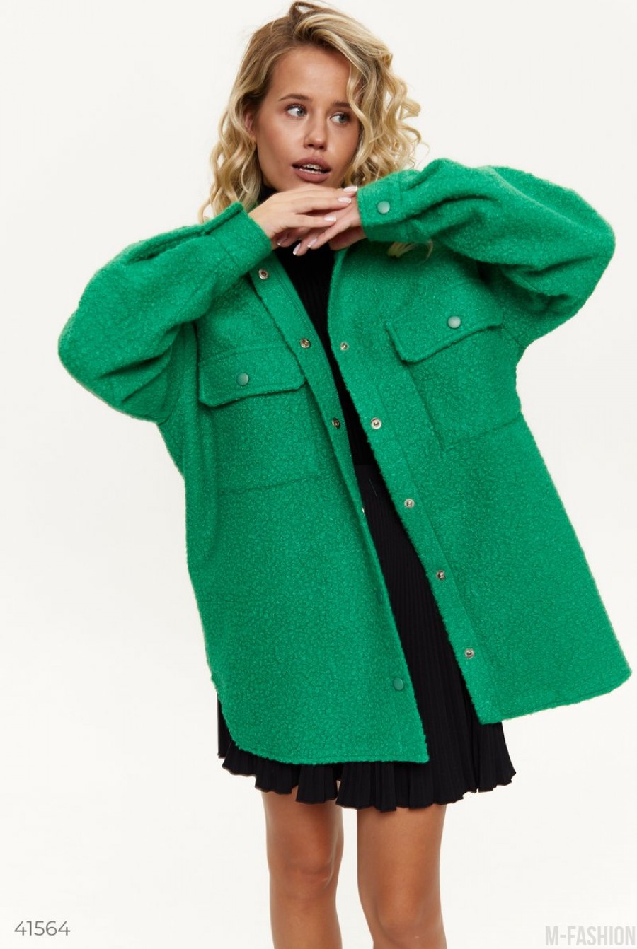 Зеленая куртка-рубашка- Фото 3