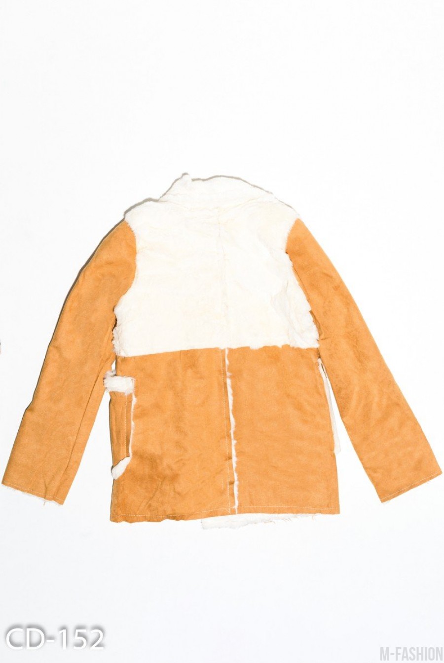 Коричнево-молочная куртка из нубука на меху- Фото 2