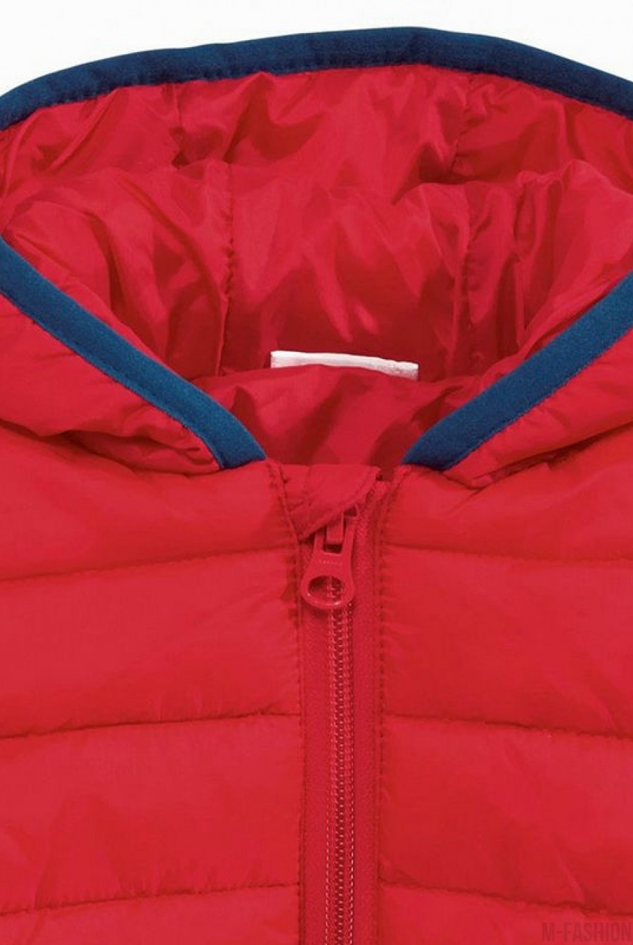 Красная стеганная демисезонная куртка на молнии- Фото 2
