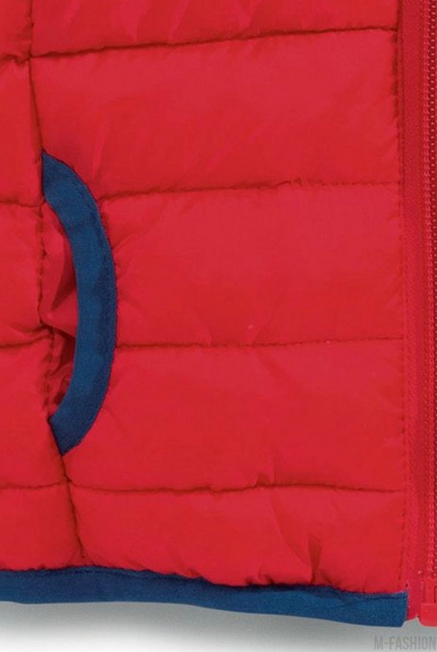 Красная стеганная демисезонная куртка на молнии- Фото 3