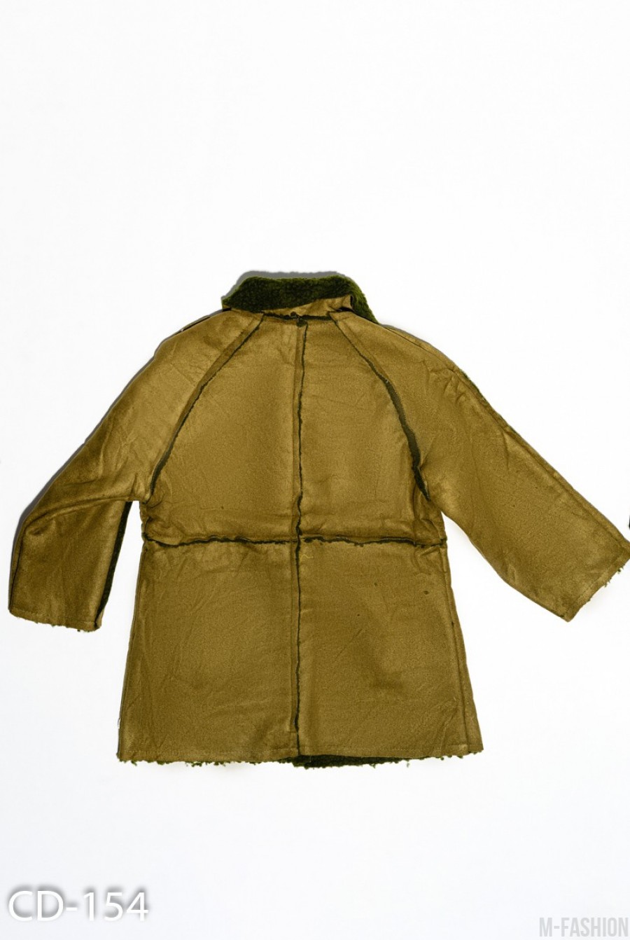 Куртка цвета хаки из нубука на меху- Фото 2