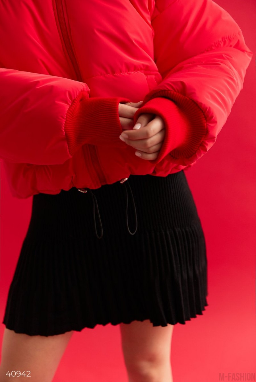 Стеганая куртка oversize красного цвета- Фото 5