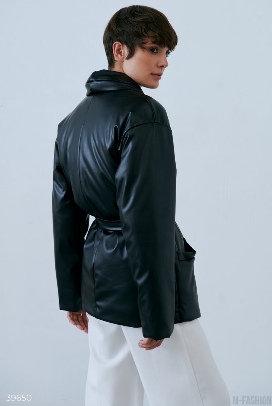 Черная куртка из эко-кожи- Фото 8