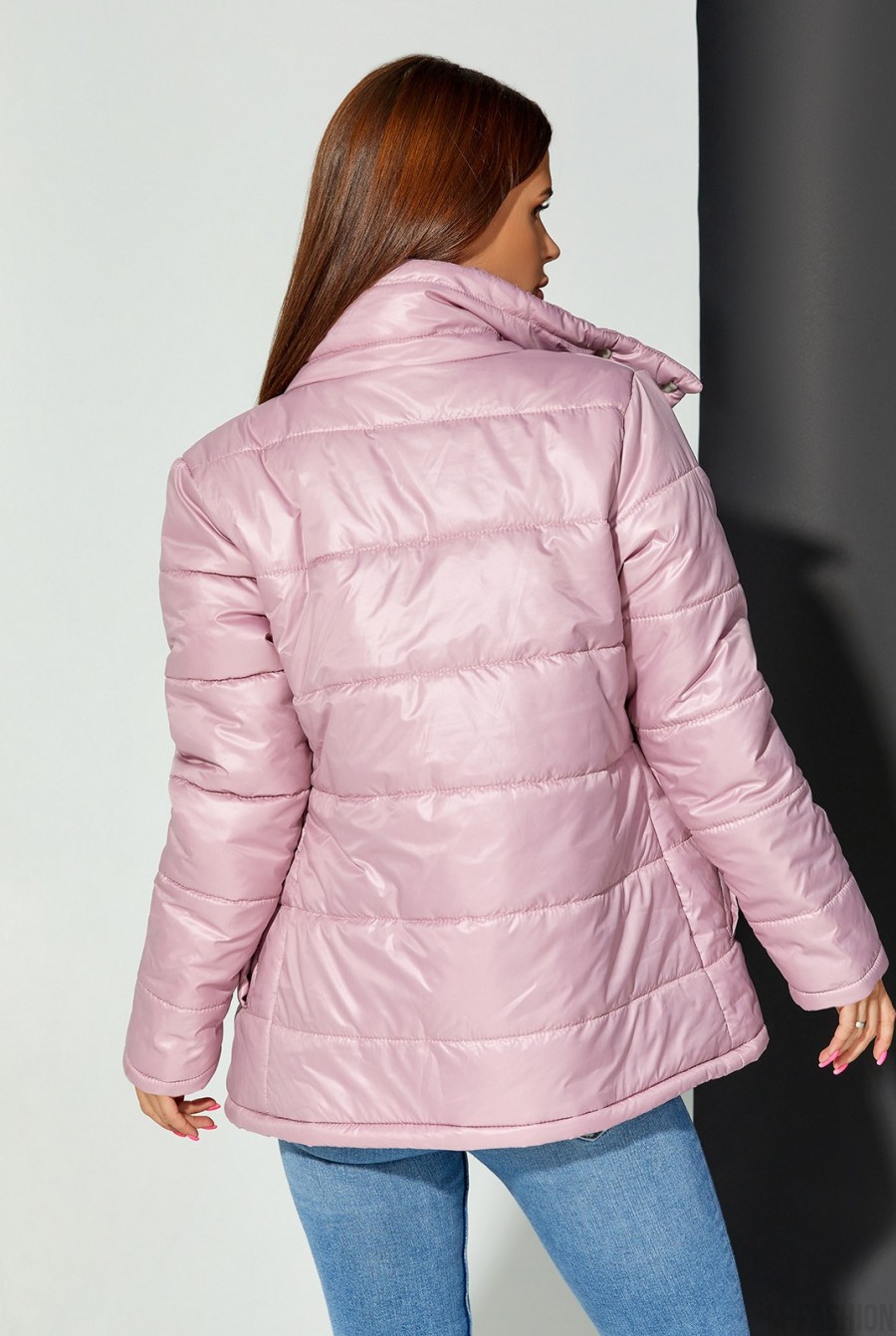 Розовая двубортная куртка на кнопках- Фото 3