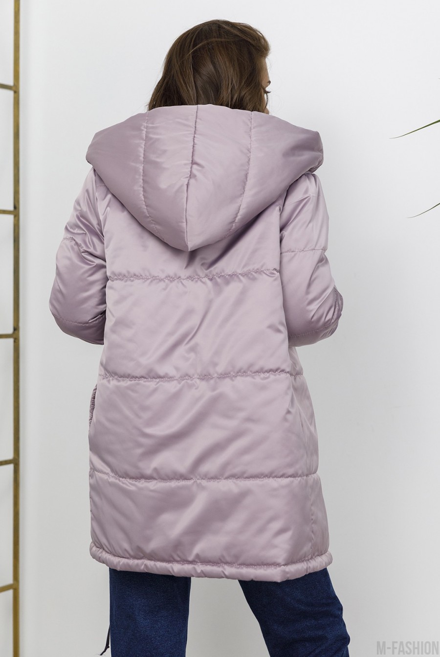 Фиолетово-сиреневая двусторонняя куртка с капюшоном- Фото 3