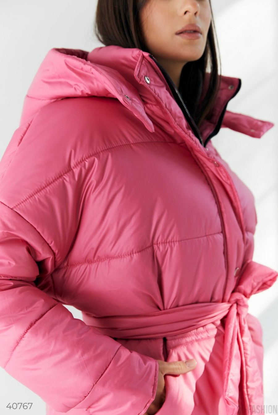 Теплая куртка яркого цвета фуксия- Фото 5