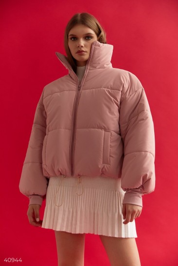 Стеганая куртка oversize розового цвета