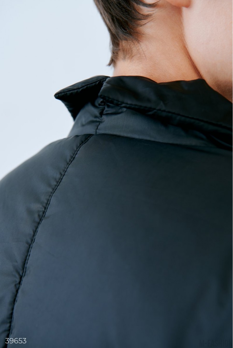 Черная куртка с поясом- Фото 8