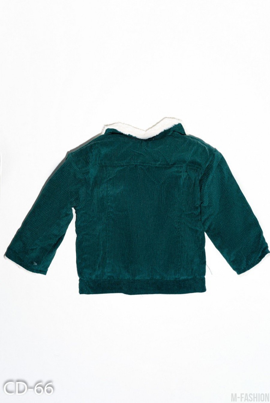 Зеленая вельветовая демисезонная куртка на меху- Фото 2