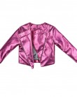 Розовая куртка из эко-кожи на молнии цвета "розовый металлик"